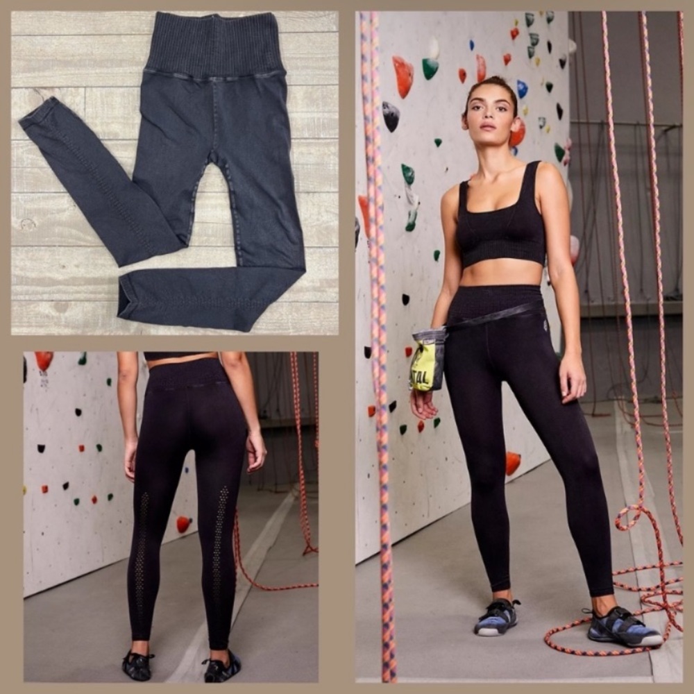 ✨NWOT Free People Movement Good Karma High Waist 7/8 Leggings Black Mineral Wash